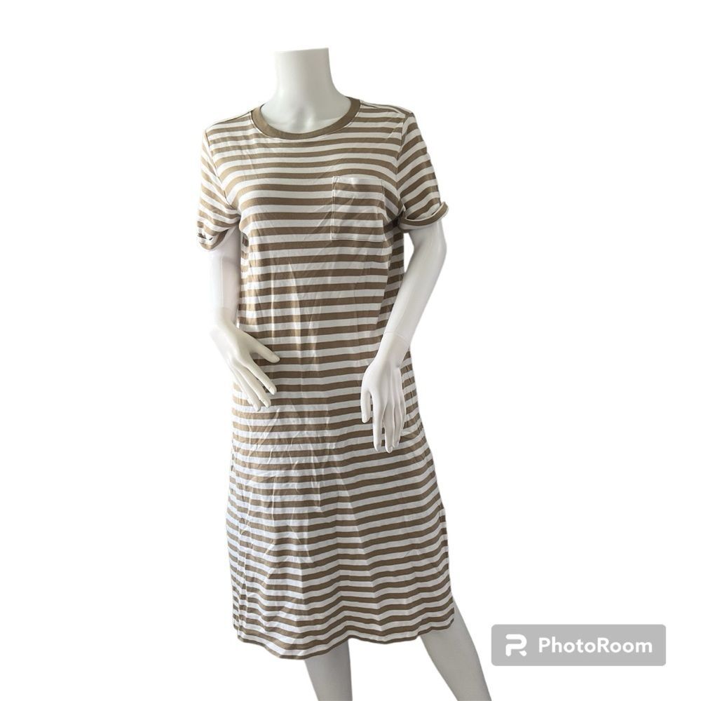 Haven Well Within Tshirt Dress Tan White Stripes Cotton Size Medium